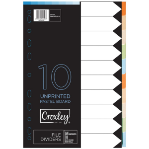 Croxley A4 Pastel Board File Indices